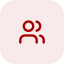 Icône rouge avec une silhouette blanche représentant deux personnes, symbolisant un utilisateur ou un profil.