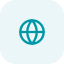 Icône circulaire turquoise avec un symbole de globe blanc au centre.